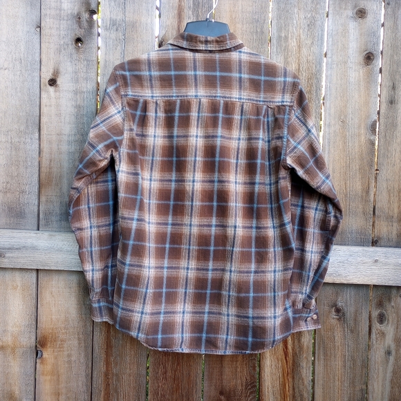 Weatherproof Vintage Men's Flannel Button- Size M Brown and Blue Plaid - Picture 4 of 7